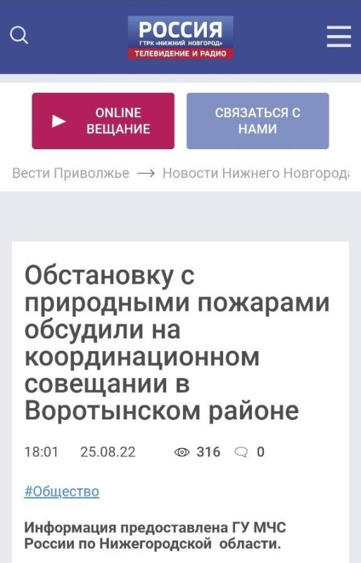 Вести Приволжье.  Обстановку с природными пожарами обсудили на координационном совещании в Воротынском районе